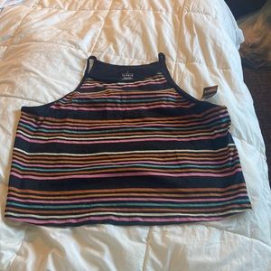 Torrid multi-color striped halter cropped tank top